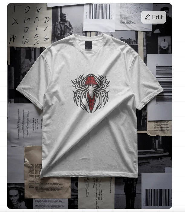 Premium Embroidered Spider Symbol T-Shirt – Streetwear Edition