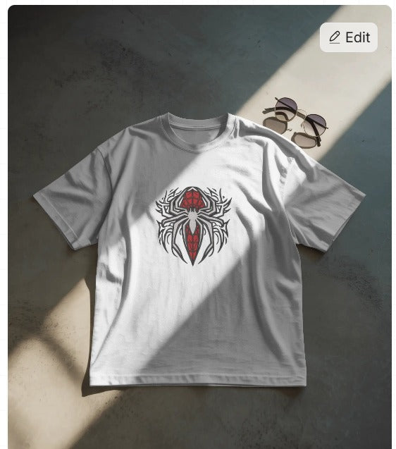 Premium Embroidered Spider Symbol T-Shirt – Streetwear Edition